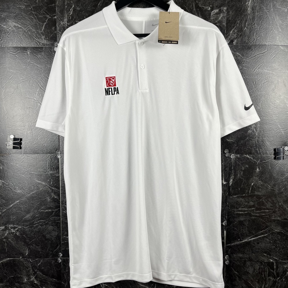 Nike Men's White Dri-Fit Running NFLPA Polo Shirt Large -New